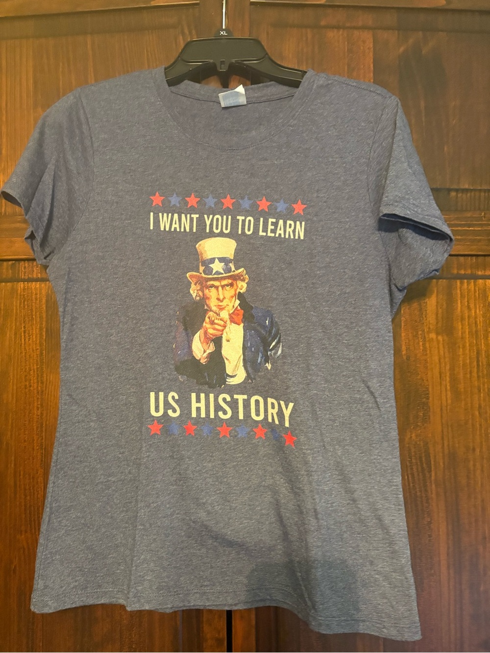 Gildan Heather Blue Patriotic Uncle Sam US History Tee